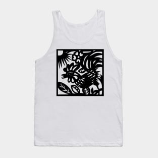 12 Zodiac Animal Signs Paper Cutting Rooster Tank Top